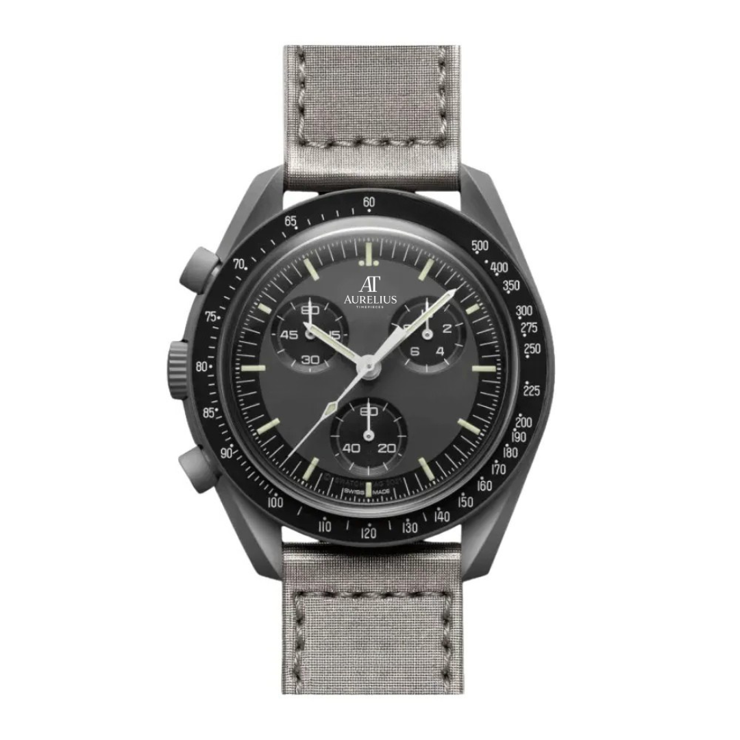 Chronograph 42 – Black Dial | Dark Grey Case & Black Strap & Tachymeter Bezel