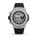 Fusion Chronograph 44 – Black Skeleton Dial | Silver Case & Black Rubber Strap