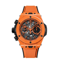 Fusion Chronograph 42 – Black Skeleton Dial | Orange Ceramic Case & Black Rubber Strap